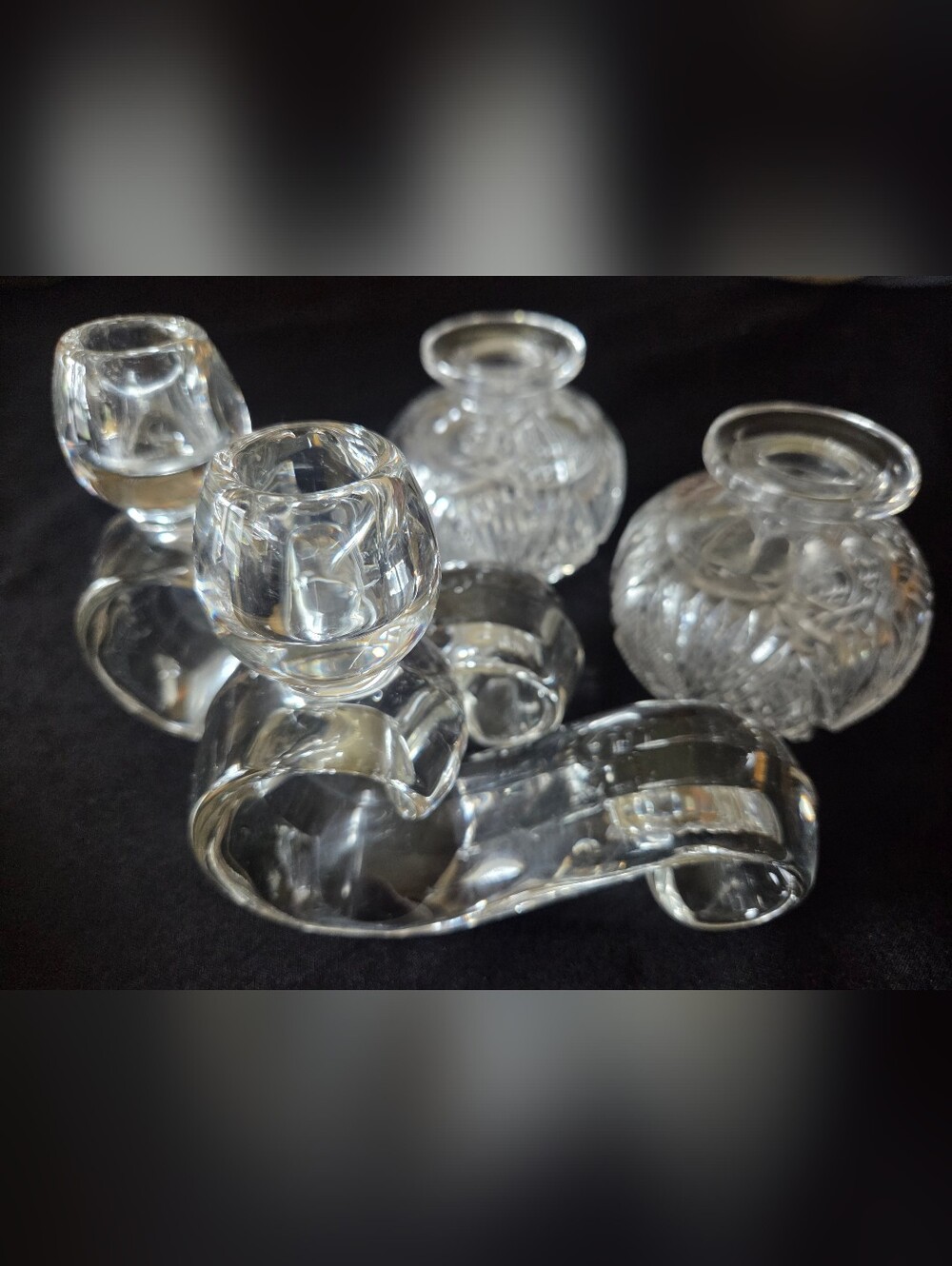 2 SETS OF CANDLE HOLDERS (Glass + Crystal)